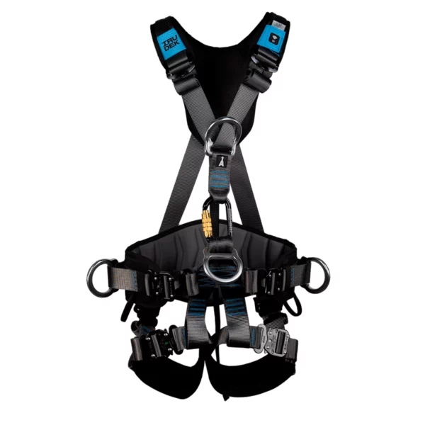 Uprząż Irudek Expert 3 Pro – widok z przodu z punktem A i pasem biodrowym