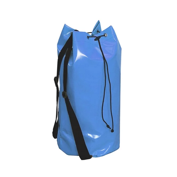 Niebieski worek transportowy Protekt AX 011 z regulowanymi pasami i zamknięciem na sznurek.