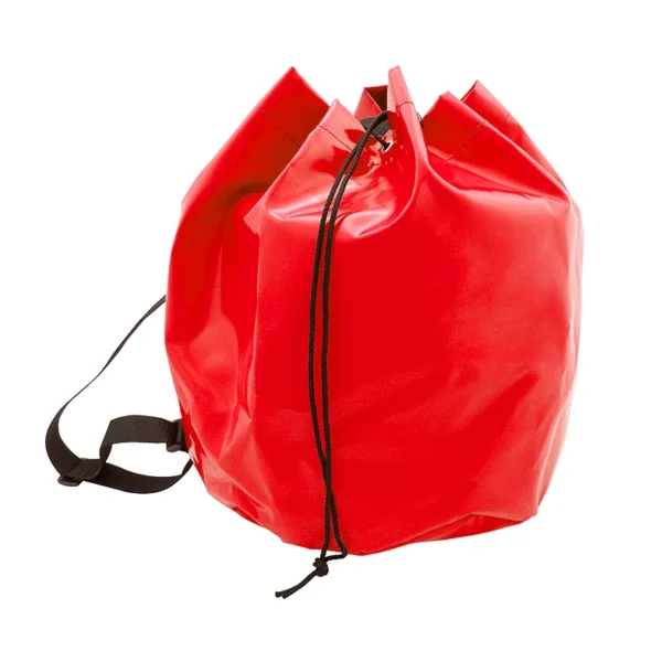 Czerwony worek transportowy Protekt AX 010 o pojemności 50 litrów z zamknięciem na sznurek.