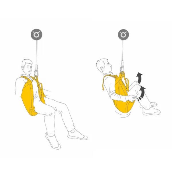 Trójkąt ewakuacyjny Petzl Pitagor z poszkodowanym podczas ewakuacji