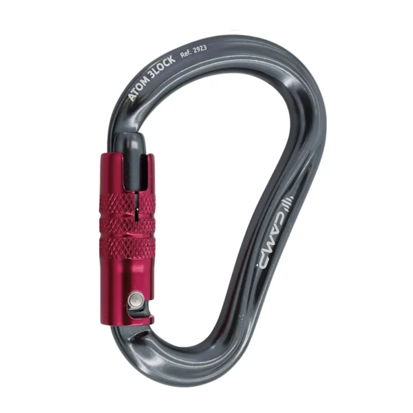 Karabinek aluminiowy HMS CAMP Atom 3Lock z potrójną blokadą zamka do pracy na wysokości