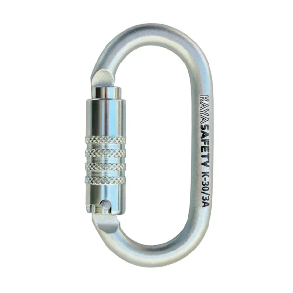 Karabinek stalowy owalny Kaya Safety K30/3A z automatycznym zamkiem triplex do pracy na wysokości