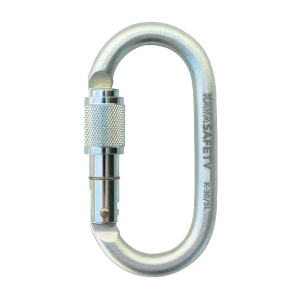 Karabinek stalowy owalny Kaya Safety K30 SL z zakręcanym zamkiem do pracy na wysokości