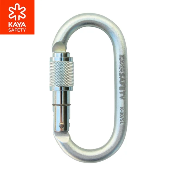 Karabinek stalowy owalny Kaya Safety K30 SL z zakręcanym zamkiem do systemów asekuracyjnych