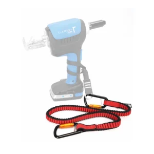 Elastyczna linka narzędziowa Rothoblaas TGCC20 z dwoma karabinkami do zabezpieczania elektronarzędzi.