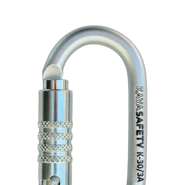 Karabinek stalowy owalny Triplex Kaya Safety K30/3A z automatycznym zamkiem 3-Lock do pracy na wysokości